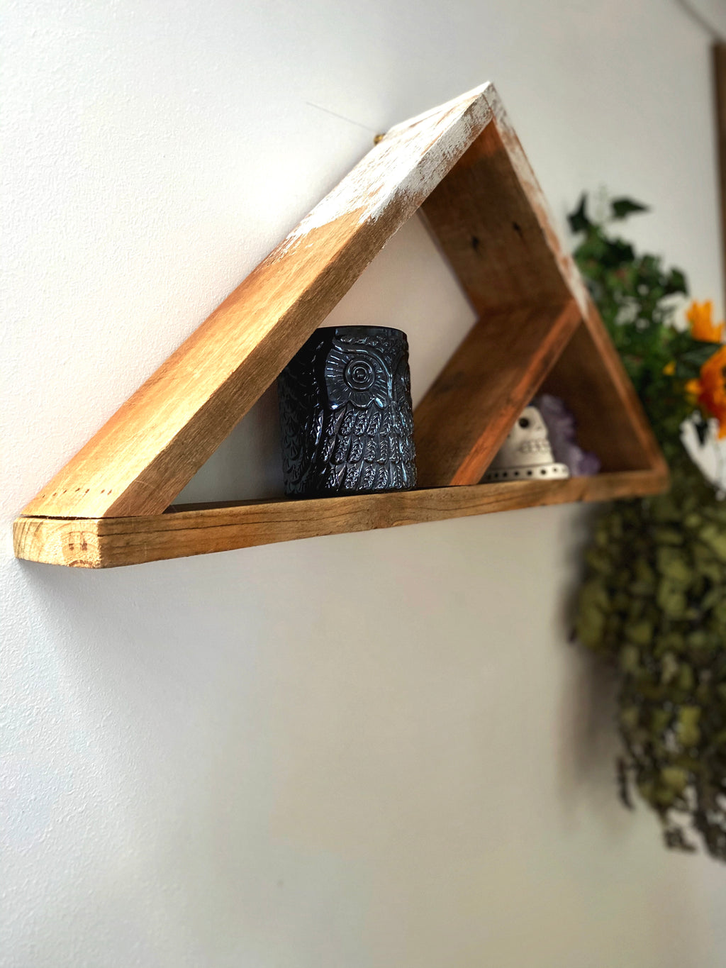 Up-cycled Wooden Crystal Shelf - Single Peak